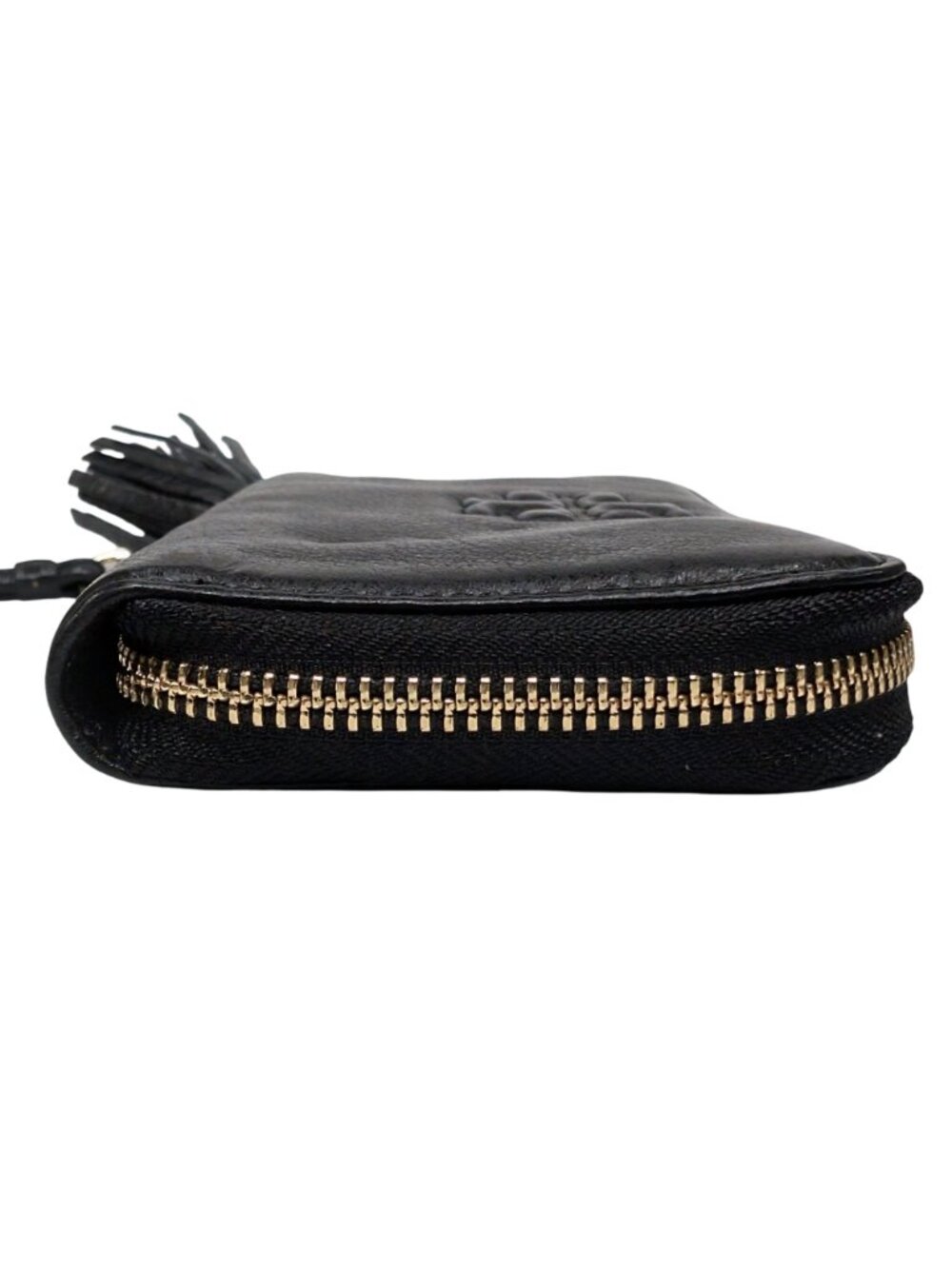 Tory Burch Thea Wristlet Wallet Womens Black Leather Tassel Zip Around - Picture 9 of 13